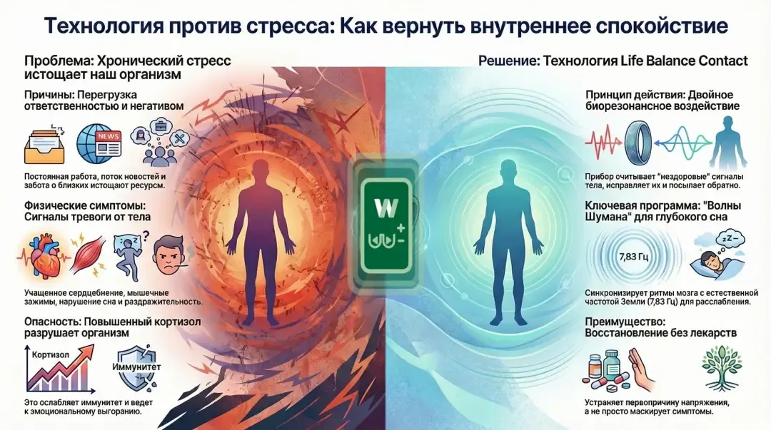 Инфографика: Технология против стресса: как вернуть внутреннее спокойствие