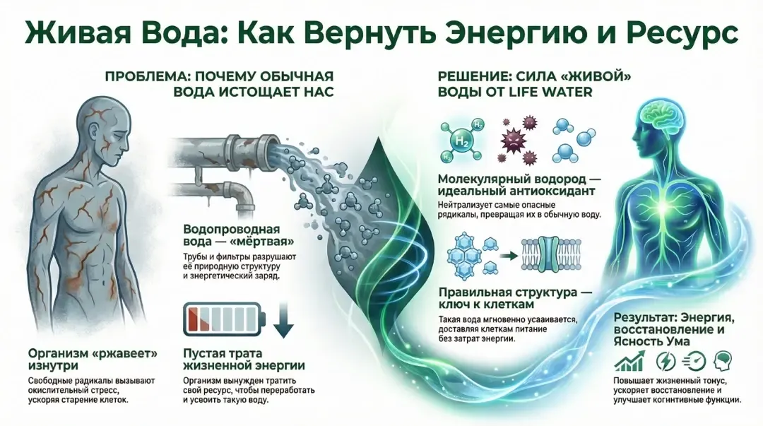 Инфографика: Живая вода - Как вернуть энергию и ресурс